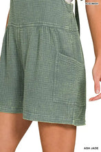 Sage green Ash jade acid wash shorts with checkered pattern, machine wash cold