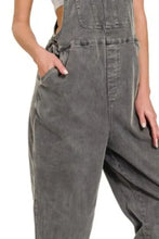 Zenana washed knot strap relaxed fit overalls on woman
