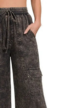 Zenana Washed Linen Elastic Band Waist Cargo Pants Woman Pants