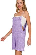 Zenana washed linen knot strap romper with square neckline relaxed fit