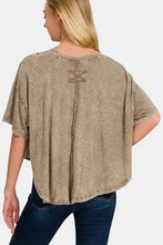 Zenana drop shoulder cropped t-shirt in olive green with jeans