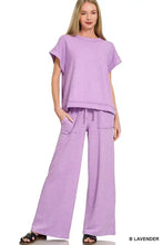 Zenana short sleeve tee and wide-leg pants loungewear set in lavender