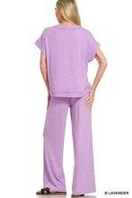 Zenana lavender short sleeve tee and long pants loungewear set