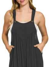 Zenana woven rayon crepe wide leg overalls with flowy black fabric