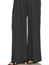 Zenana woven rayon crepe wide leg overalls in black with pleats