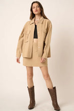 Zipper Back Twill Mini Skirt in Tan