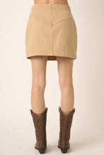 Zipper Back Twill Mini Skirt in Tan
