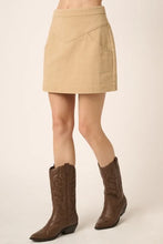 Zipper Back Twill Mini Skirt in Tan