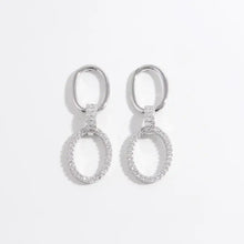 Zircon 925 Sterling Silver Dangle Earrings with Oval Diamond Design