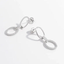 Zircon 925 Sterling Silver Dangle Earrings with Interconnected Oval Links