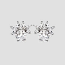 Sterling silver flower stud earrings with CZ floral design