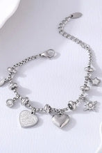 Titanium Steel Inland Zircon Heart Charm Bracelet Bracelets