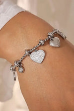 Titanium Steel Inland Zircon Heart Charm Bracelet Silver One Size Bracelets